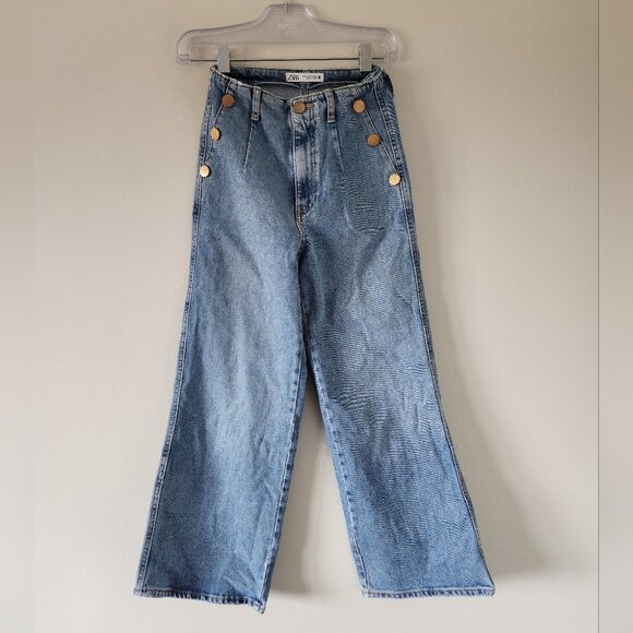 Zara Blue Marine Cropped Jeans - Picture 3 of 4